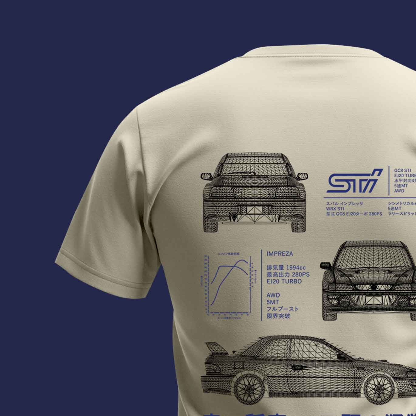 impreza sti cream tshirt - Image 3