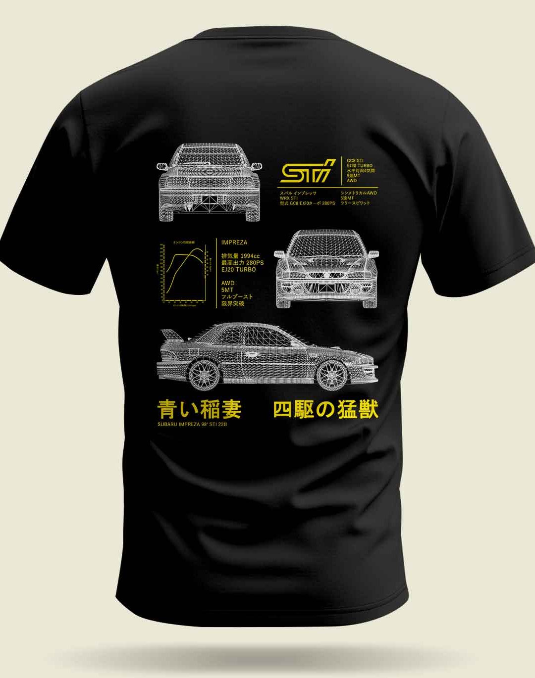 impreza sti black tshirt