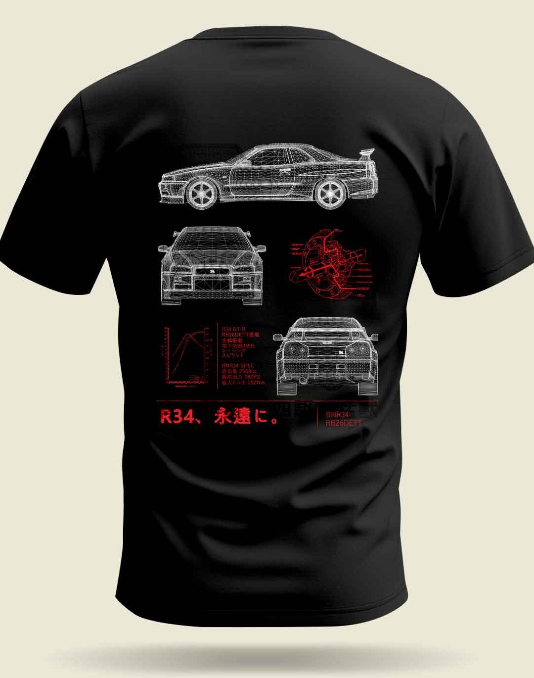 gtr r34 black tshirt